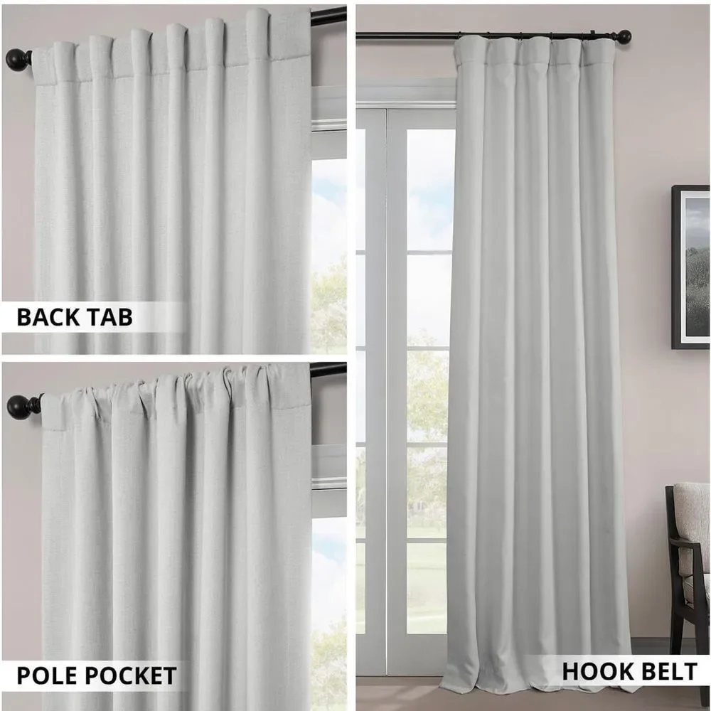 HPD Half Price Drapes Faux Linen Textured Room Darkening Curtains 96” 1 panel